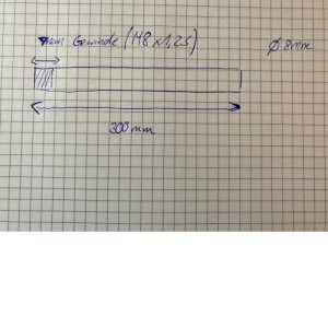 Rund D8 x 300 mm mit Gewinde Messing - 1 Stück