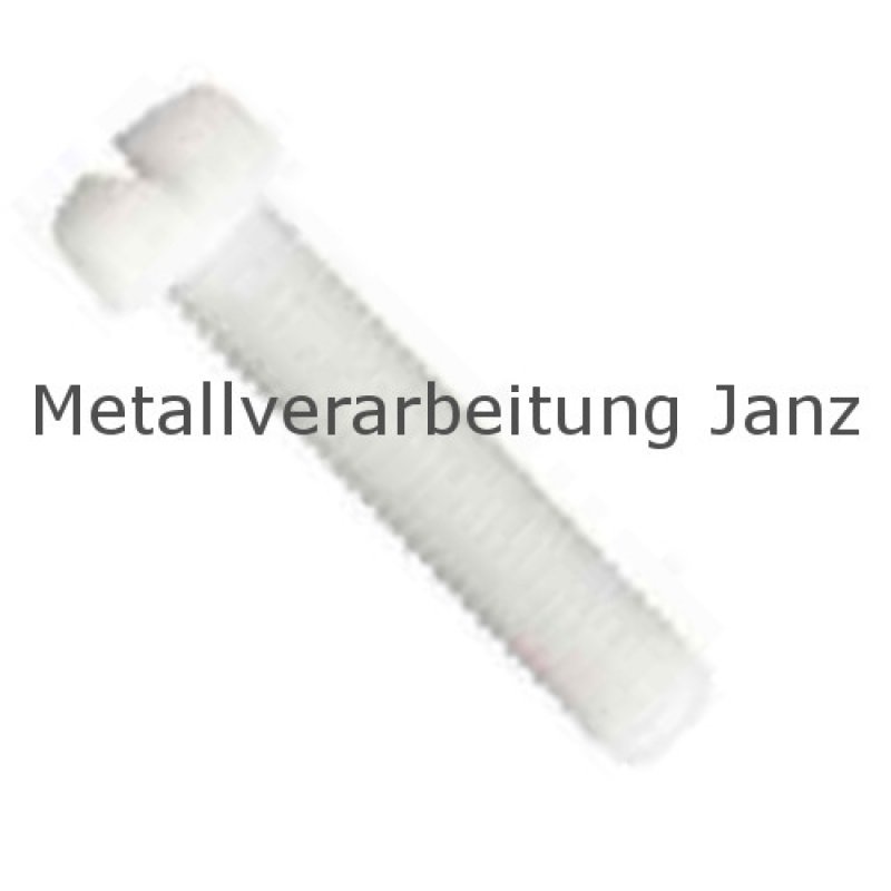 DIN 85 Flachkopfschrauben mit Schlitz M6x15 Polyamid - 500 Stück